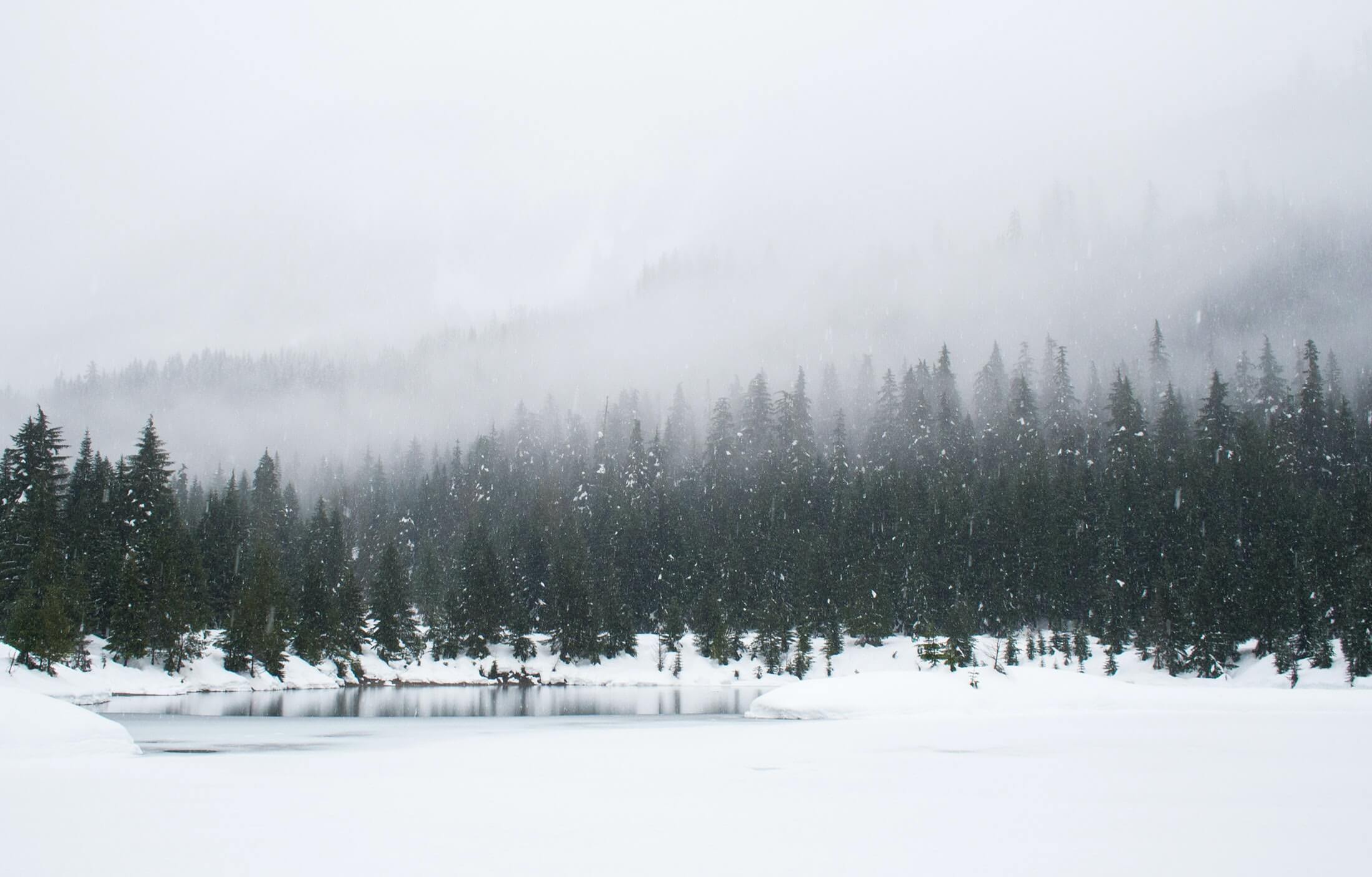 snowing mountains
